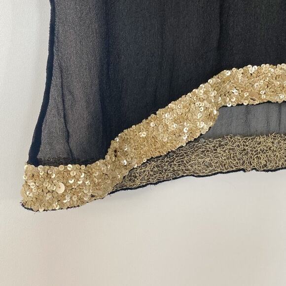 Vintage Shag Black Cream Sequin Embellished Blouse Top - Picture 2 of 16